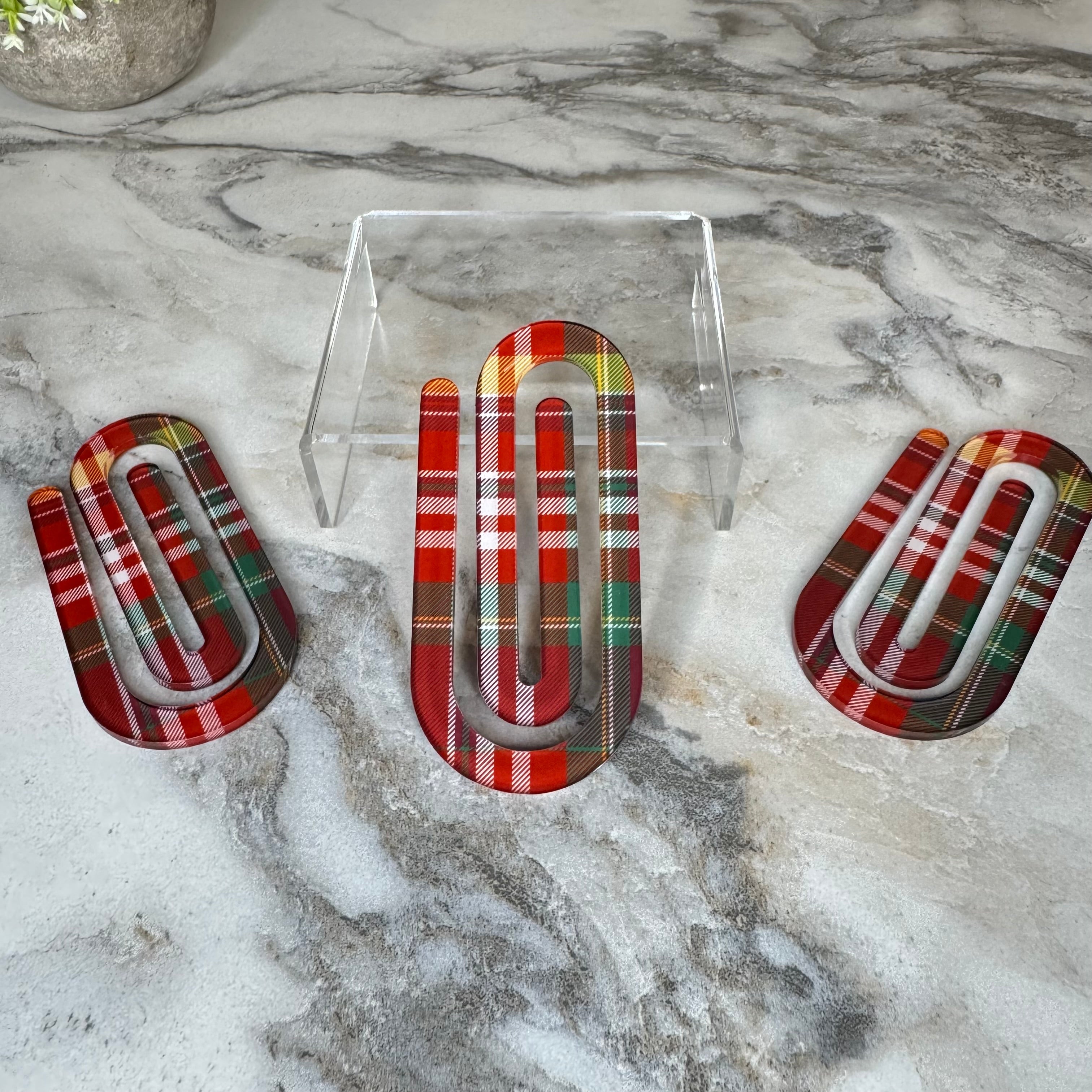 Jumbo Paperclip - Red & Green Plaid