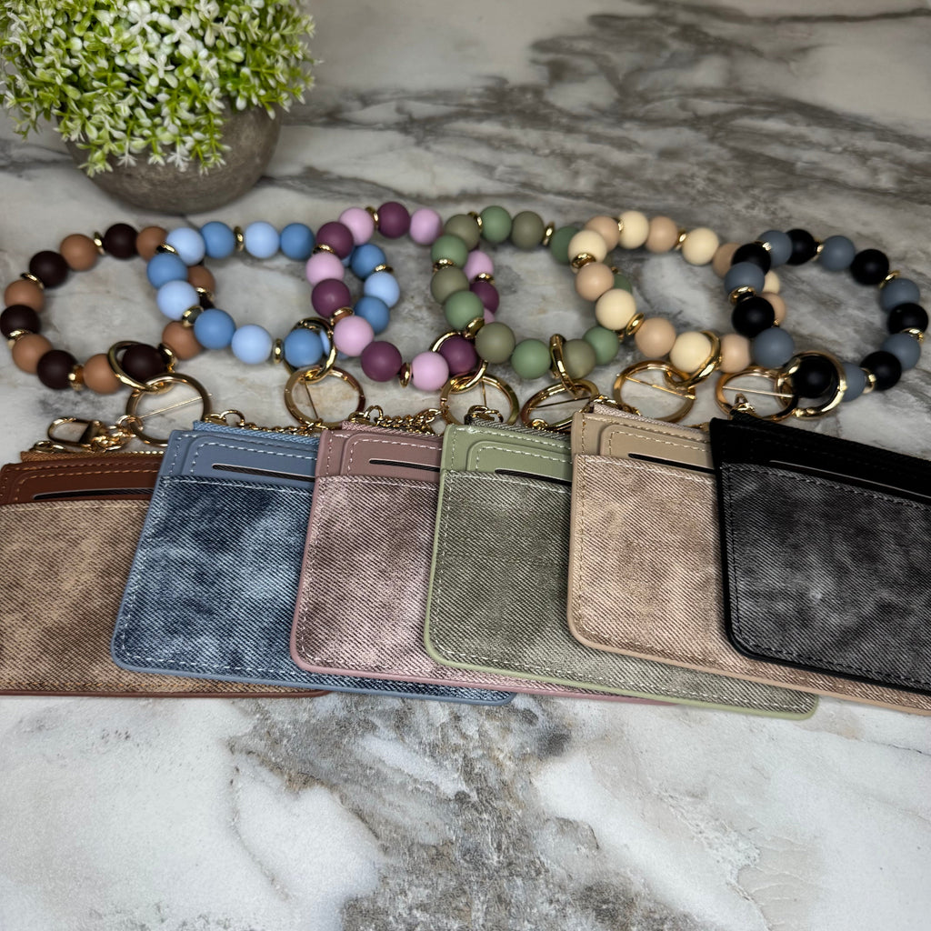 Denim Suede Bracelet Keychain & Card Holder Wallet - PREORDER 9/18-9/21