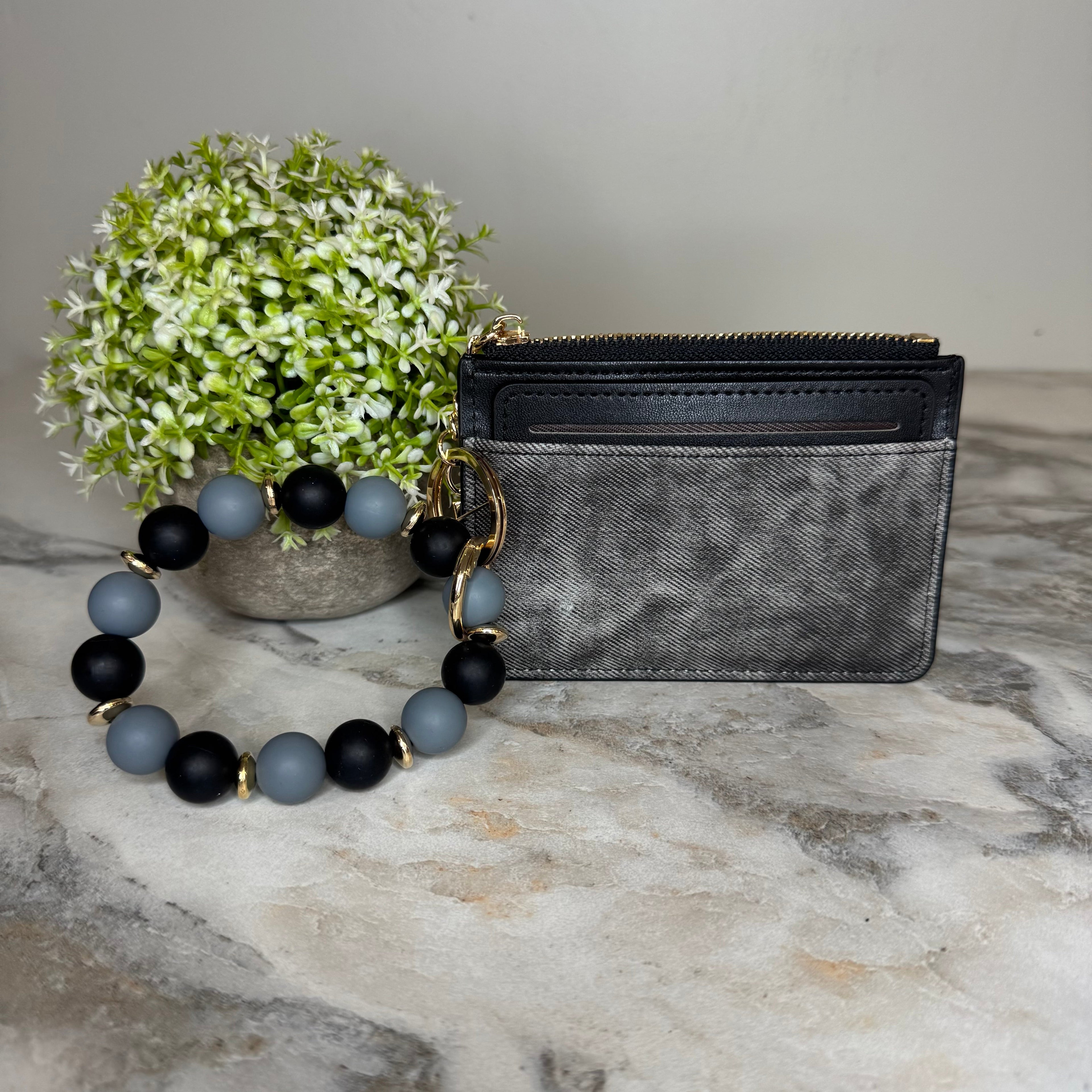 Denim Suede Bracelet Keychain & Card Holder Wallet - PREORDER 9/18-9/21