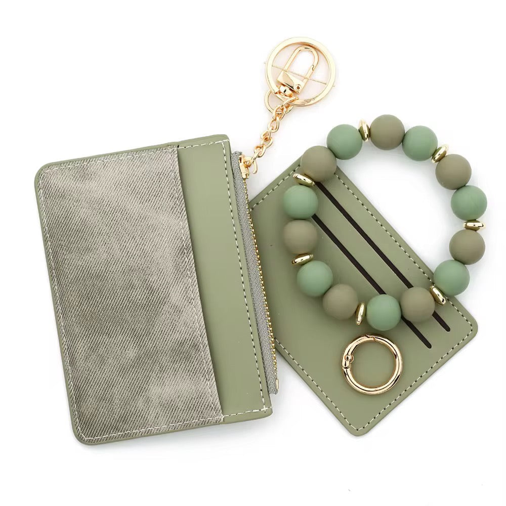 Denim Suede Bracelet Keychain & Card Holder Wallet - PREORDER 9/18-9/21